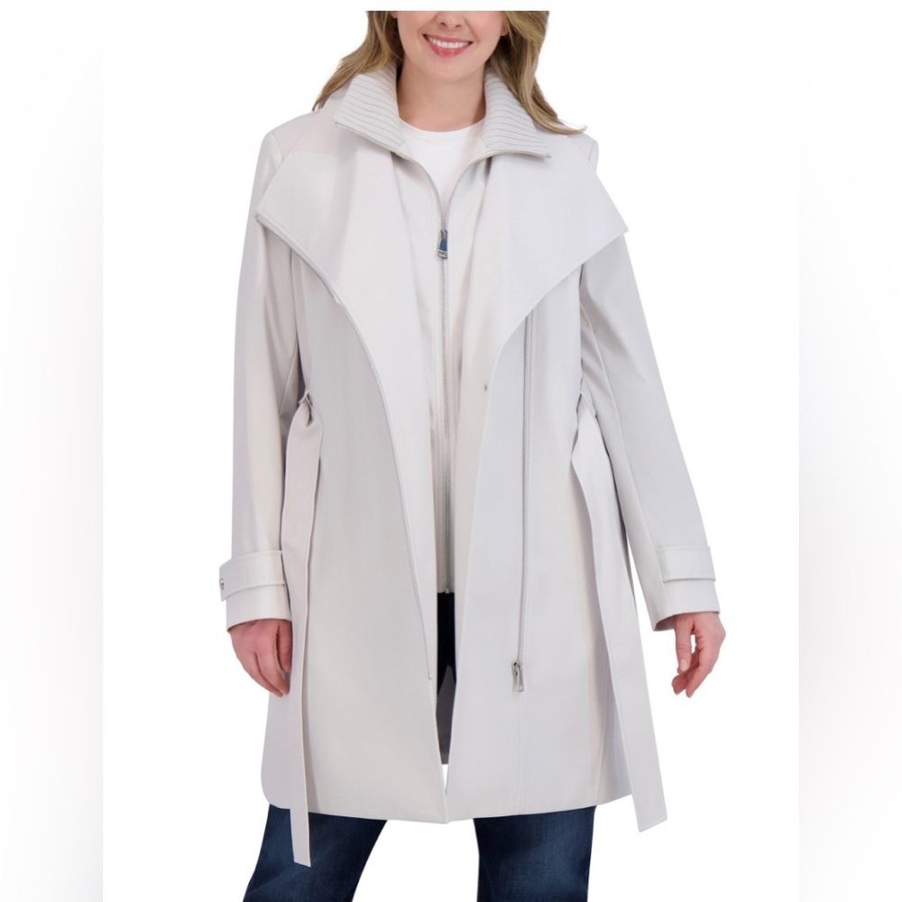 Halston Heritage Women's Light Gray Trench Coat